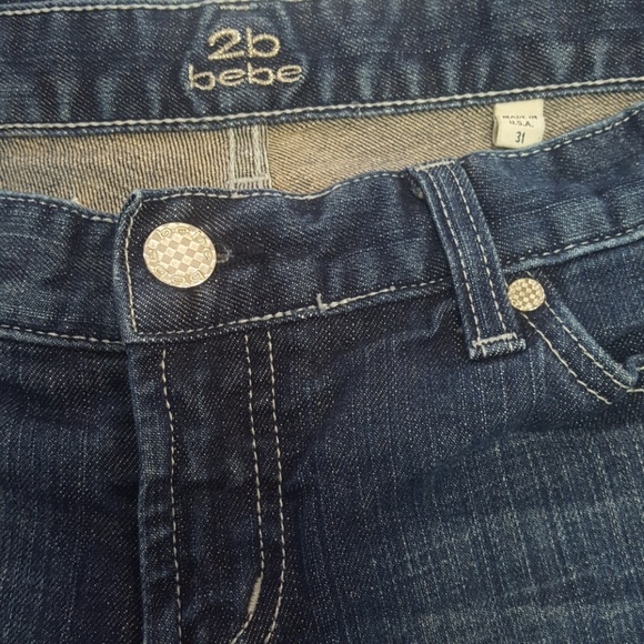 BEBE WOMEN'S BOOT CUT JEANS 31 Low Rise Bling Rear - Picture 3 of 8